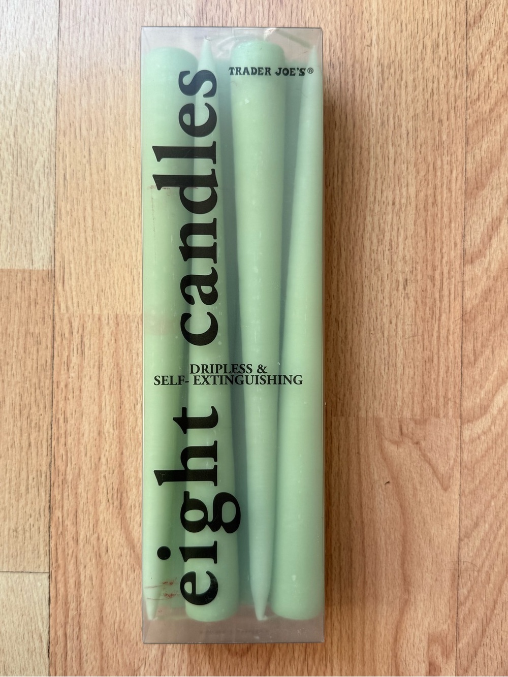 NEW Trader Joe’s 8 dripless light green tapered candles